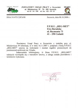 List referencyjny od PUP Szczecin